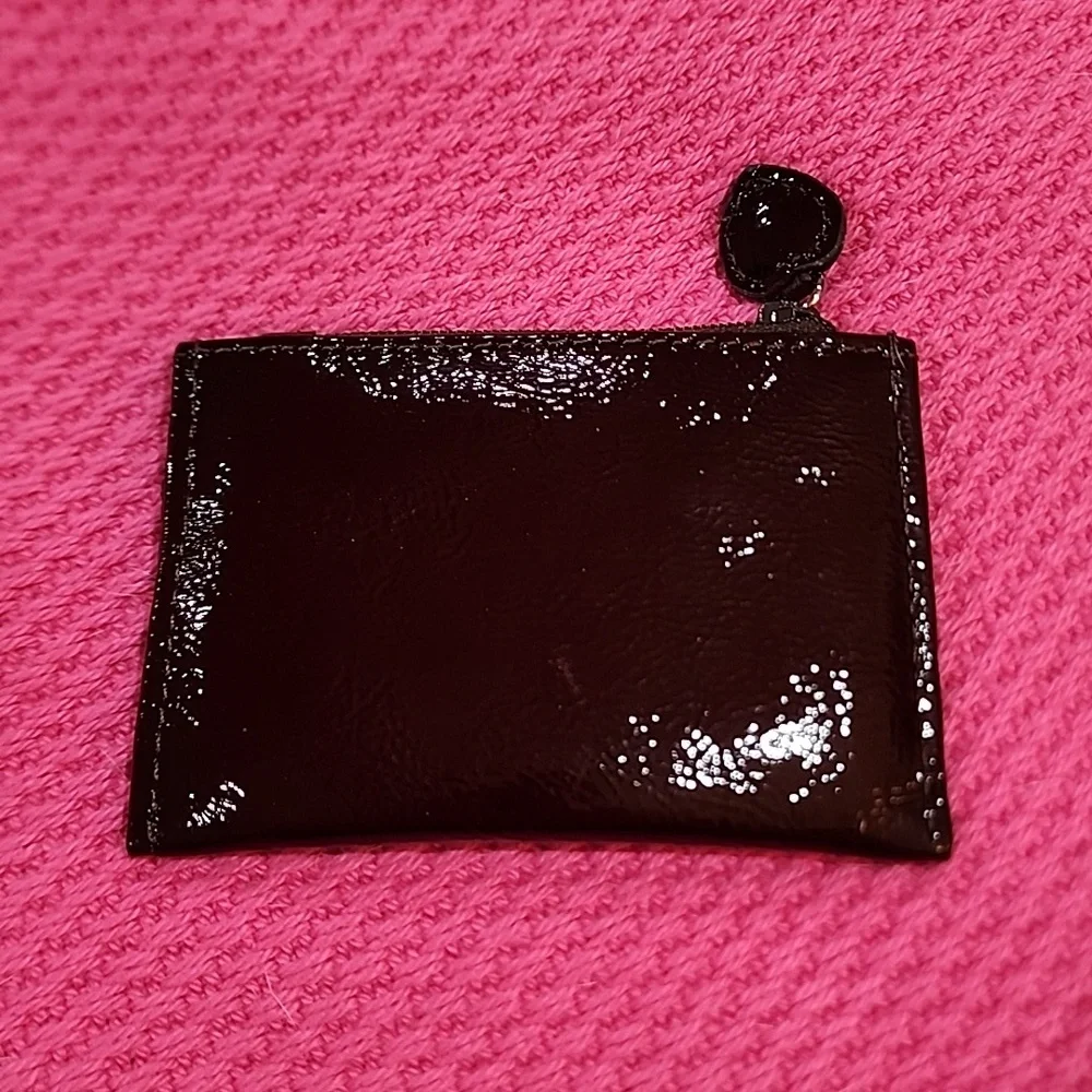 Brighton Burgundy Patent Leather Photo Card Case Coin Purse, Vintage